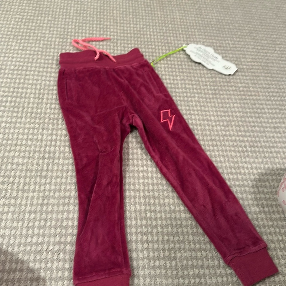 I have these cute sweatpants for your little baby girl. They are so fuzzy.